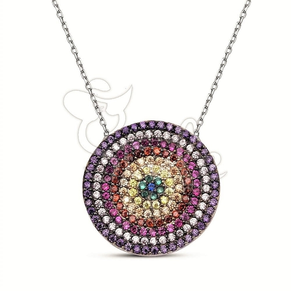 Turkish Evil Eye Sterling Silver Necklace - Picture 1 of 3
